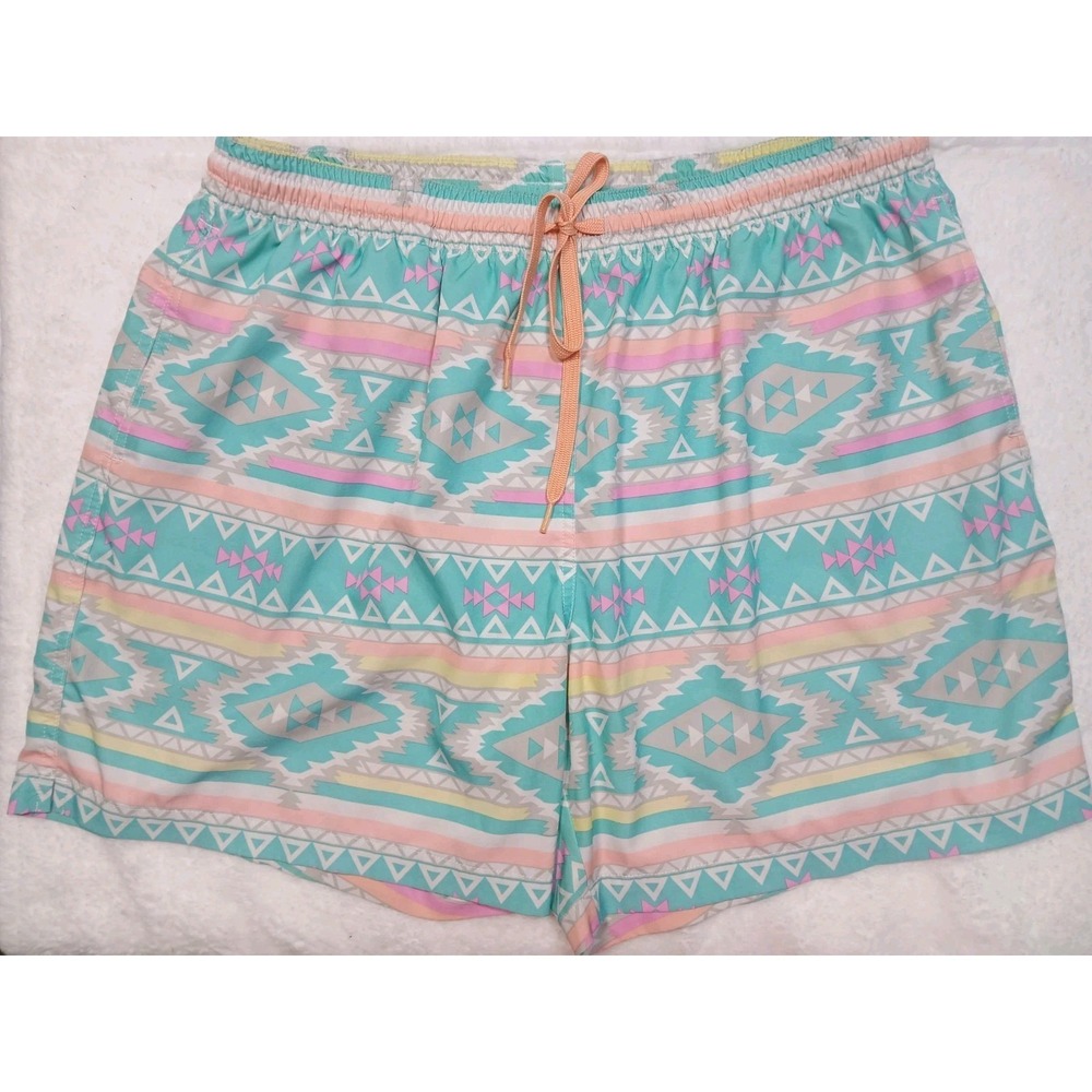 Chubbies Swim Trunk Mens XL Green En Fuego Aztec Board Shorts Lined
